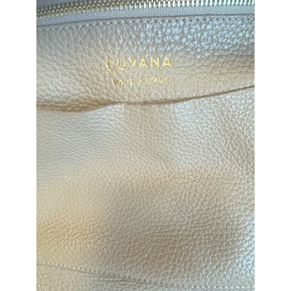 Cuyana Oversized Double Loop Leather Tote Cappuccino Pebbled Shoulder Work Bag